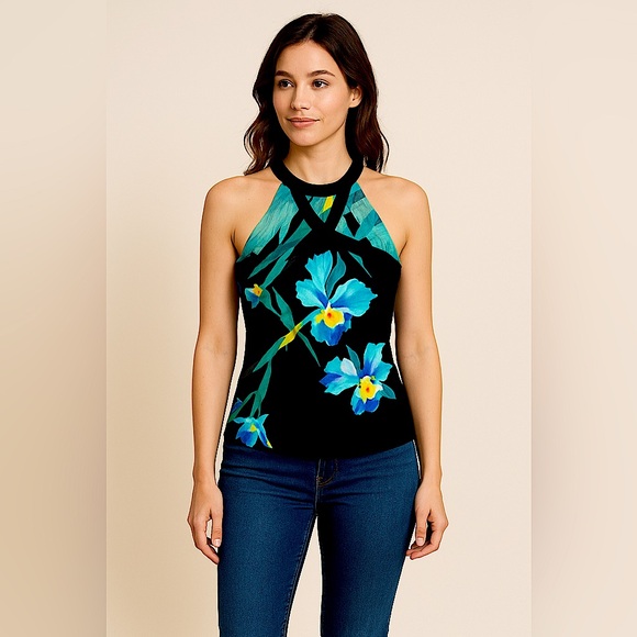 VGUC! Tahari Floral Halter Top - Picture 1 of 4